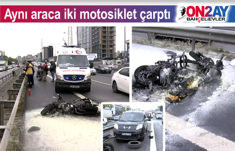 Bahçelievler, Yenibosna, Aynı araca iki motosiklet çarptı