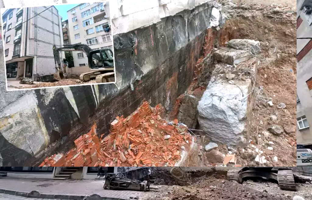 Apartmandaki inşaat hatası bitişikteki hafriyat çalışması sırasında ortaya çıktı