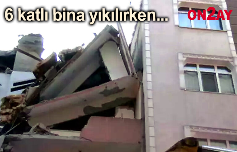 6 katlı bina yıkılırken..
