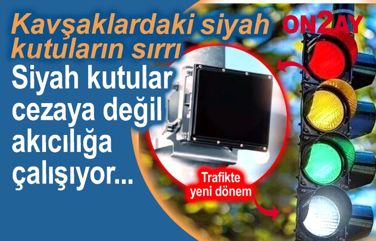 Trafkte yeni dönem, trafik ışıkları yanı kara kutu, beyaz ışık