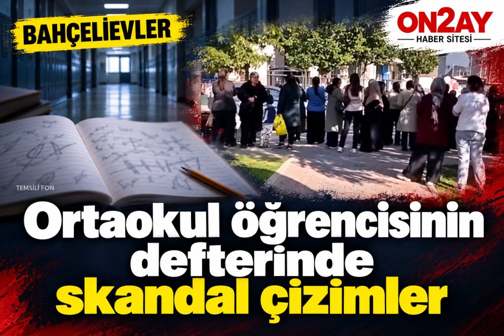 Kocasinan’da, bir ortaokul öğrencisinin defterindeki çizimler